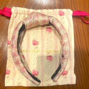lele sadoughi x loveshackfancy knot headband. Pink & white & silver